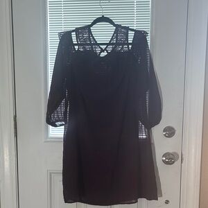 Wine Cold Shoulder Dress